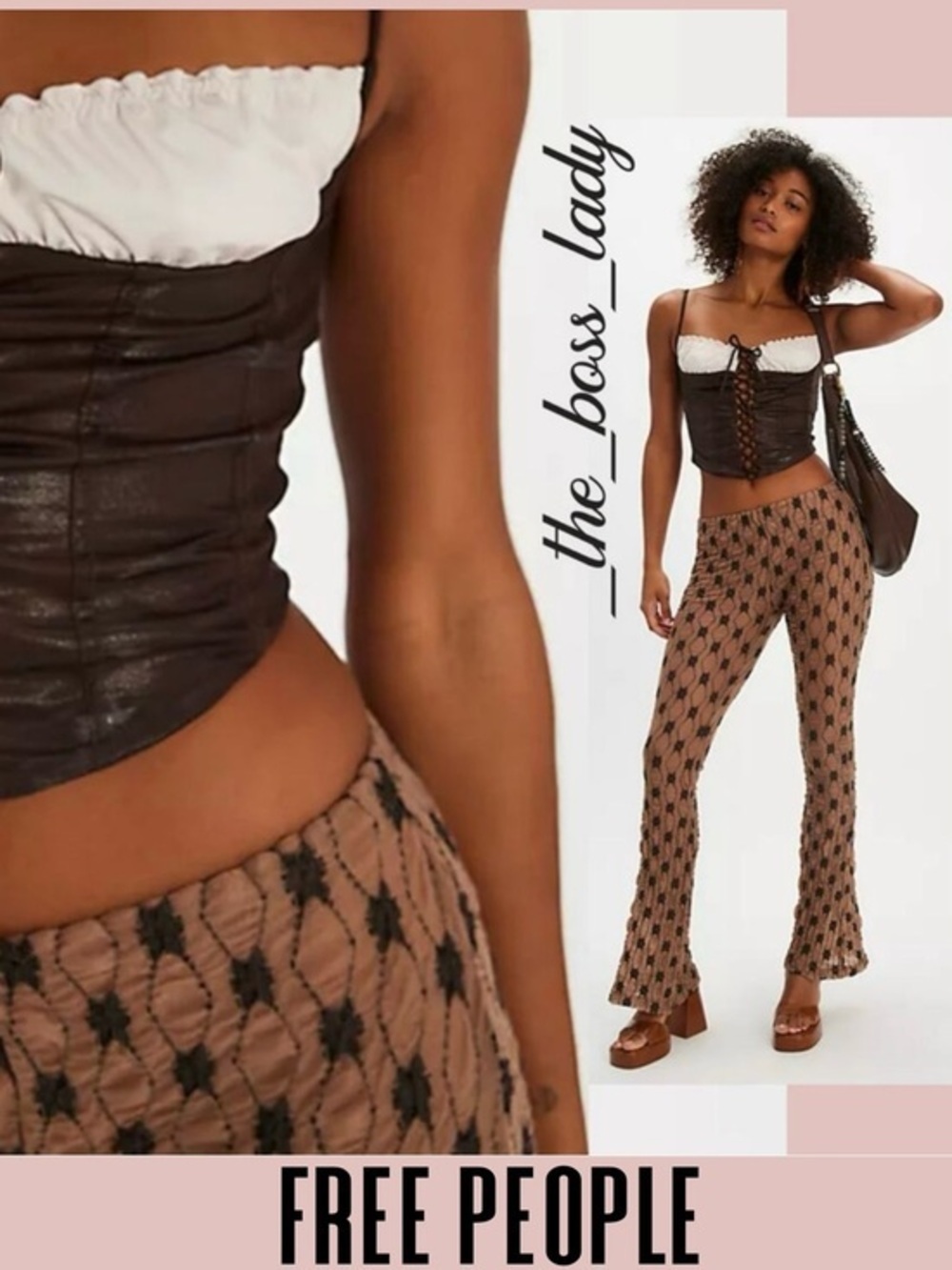 Free People pants floral lace pants flared sheer stretchy trousers Small